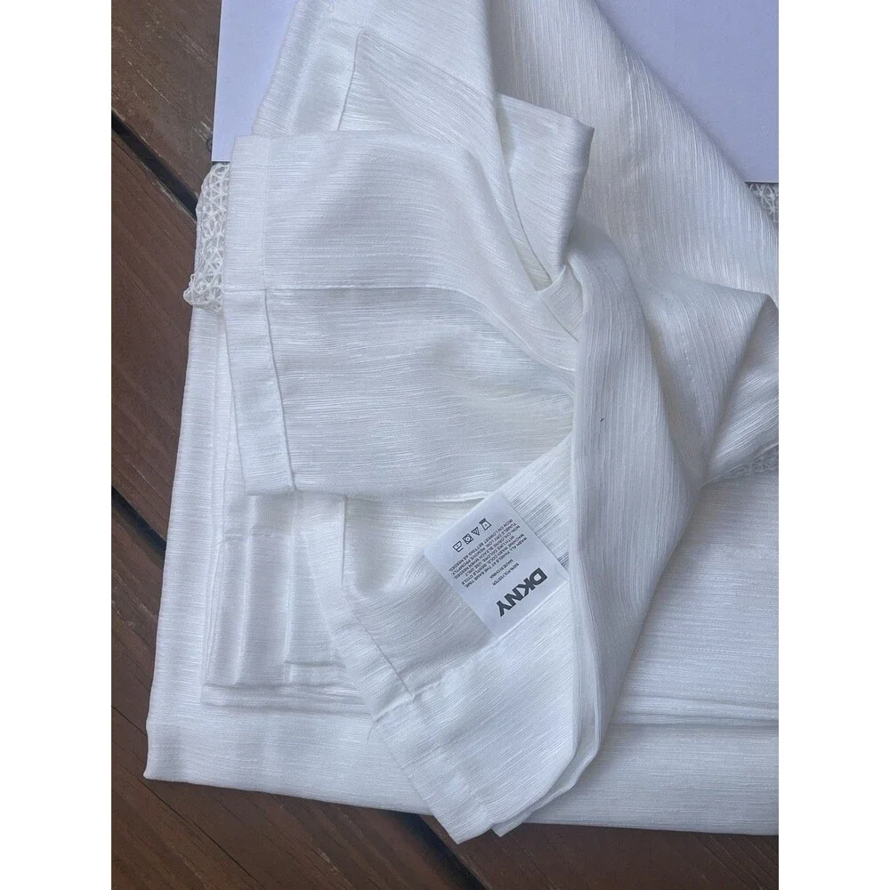 DKNY 50 x 84 West End Sheer White Window Curtains Drapes Rod Pocket Panels New